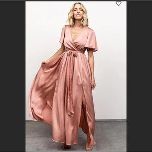 Sicily Satin Maxi Dress Blush L